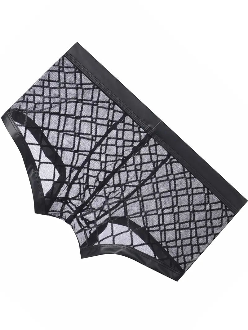 DIANCHEN Men's Boxer Briefs - Mesh Diamond Pattern Men's Underwear