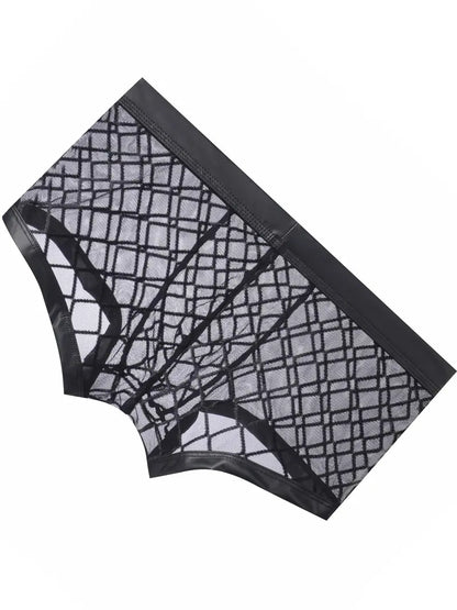 DIANCHEN Men's Boxer Briefs - Mesh Diamond Pattern Men's Underwear