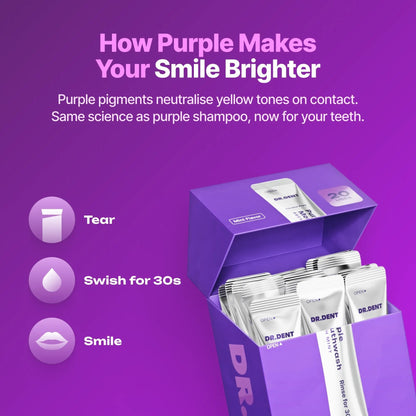 💜Purple Mouthwash Sachets 😁✨ No peroxide. No sensitivity. Just instant brightness.