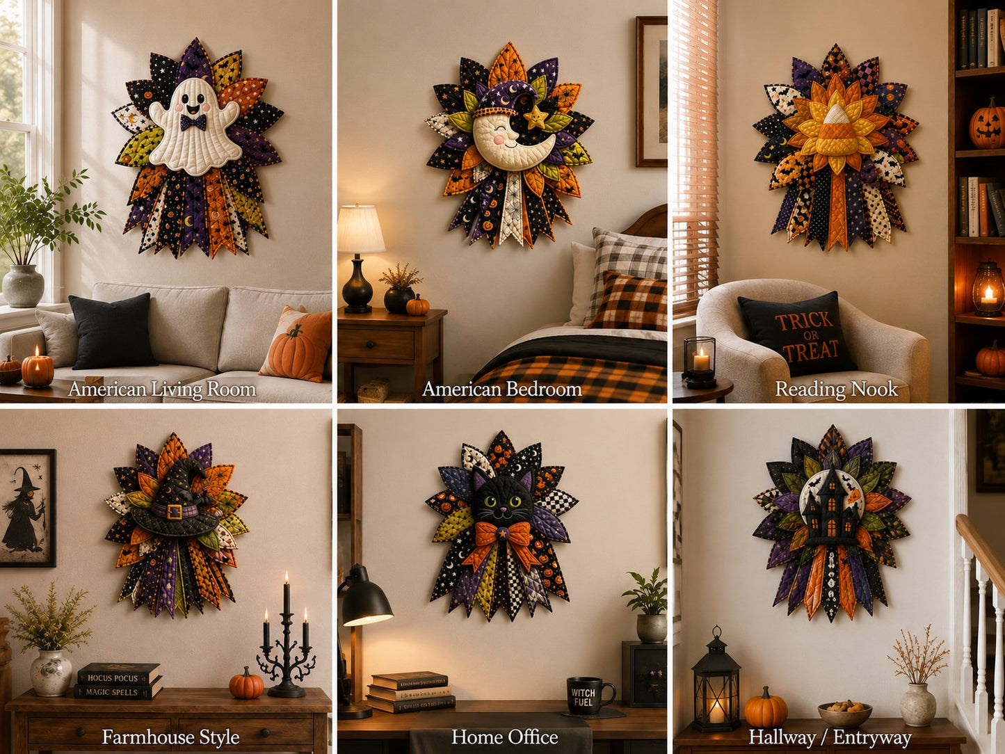 💥 LAST DAY 49% OFF - DIY Quilted Halloween Pumpkin Door Hanger Kit (✨Beginner-Friendly)