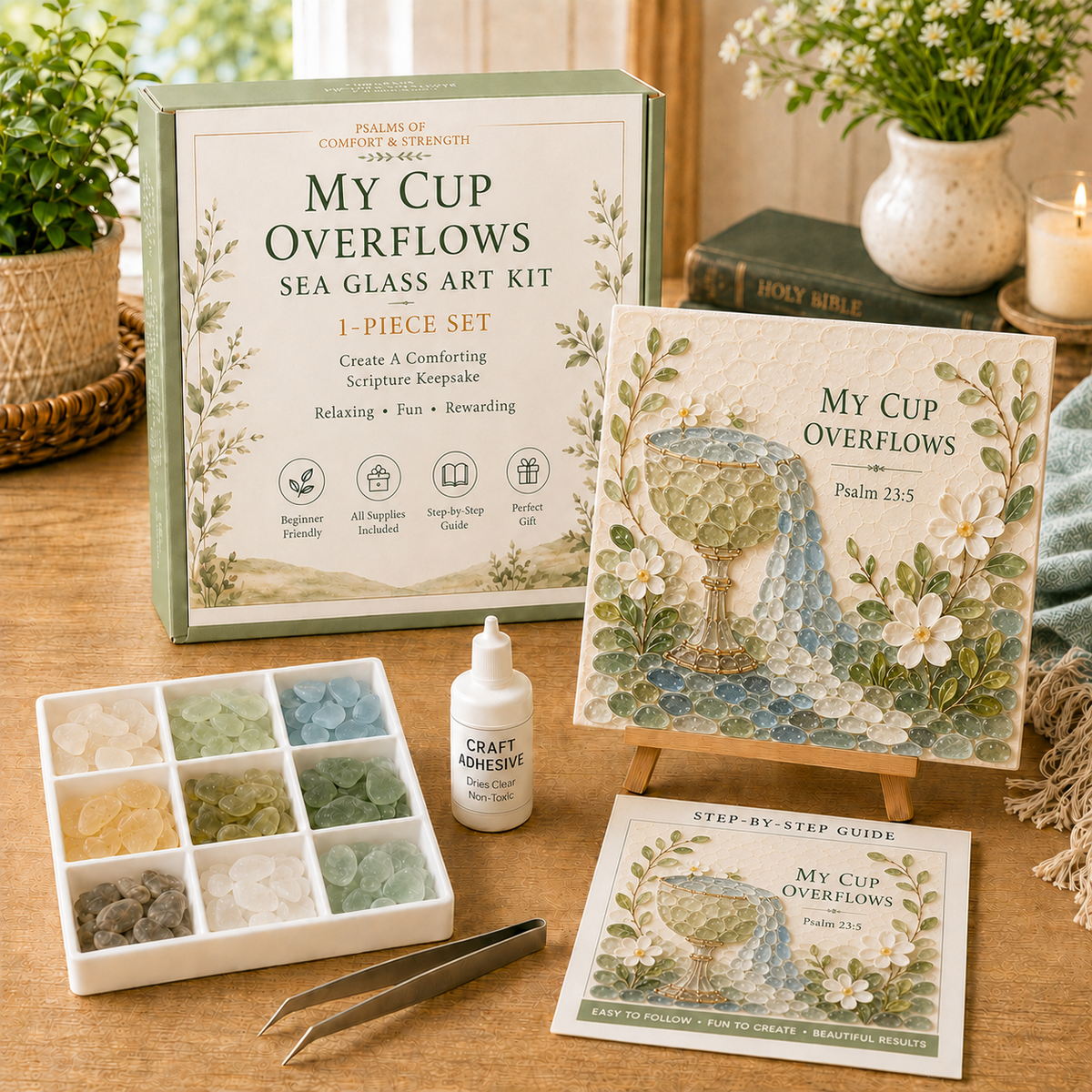 ⏰Last day Promotion 🔥-✝️ Psalms of Comfort & Strength Sea Glass Art Kit