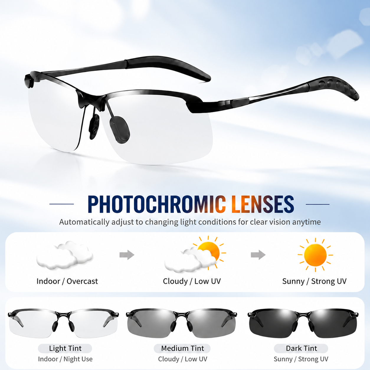 Unisex Fashion Polarized Sunglasses, UV400 Anti Blue Light Sun Glasses for Photography Hiking Beach Outdoor