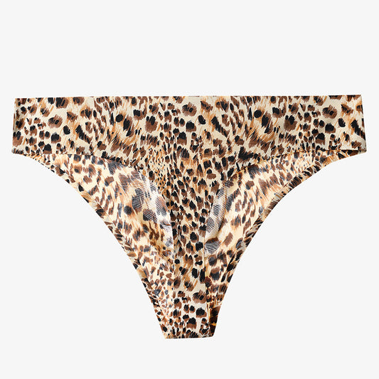 Low-rise men's 3D convex leopard print thong
