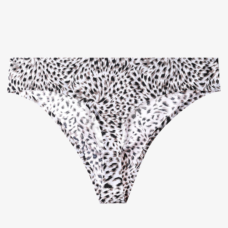 Low-rise men's 3D convex leopard print thong