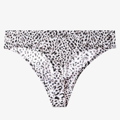 Low-rise men's 3D convex leopard print thong