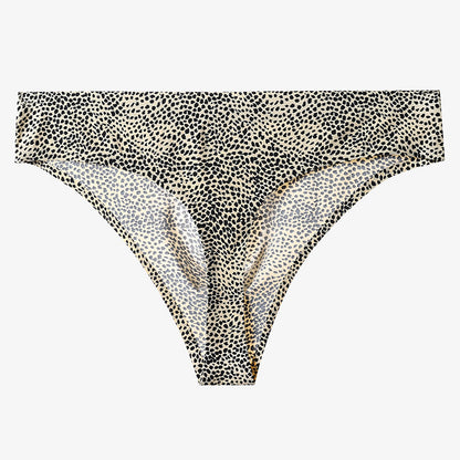 Low-rise men's 3D convex leopard print thong