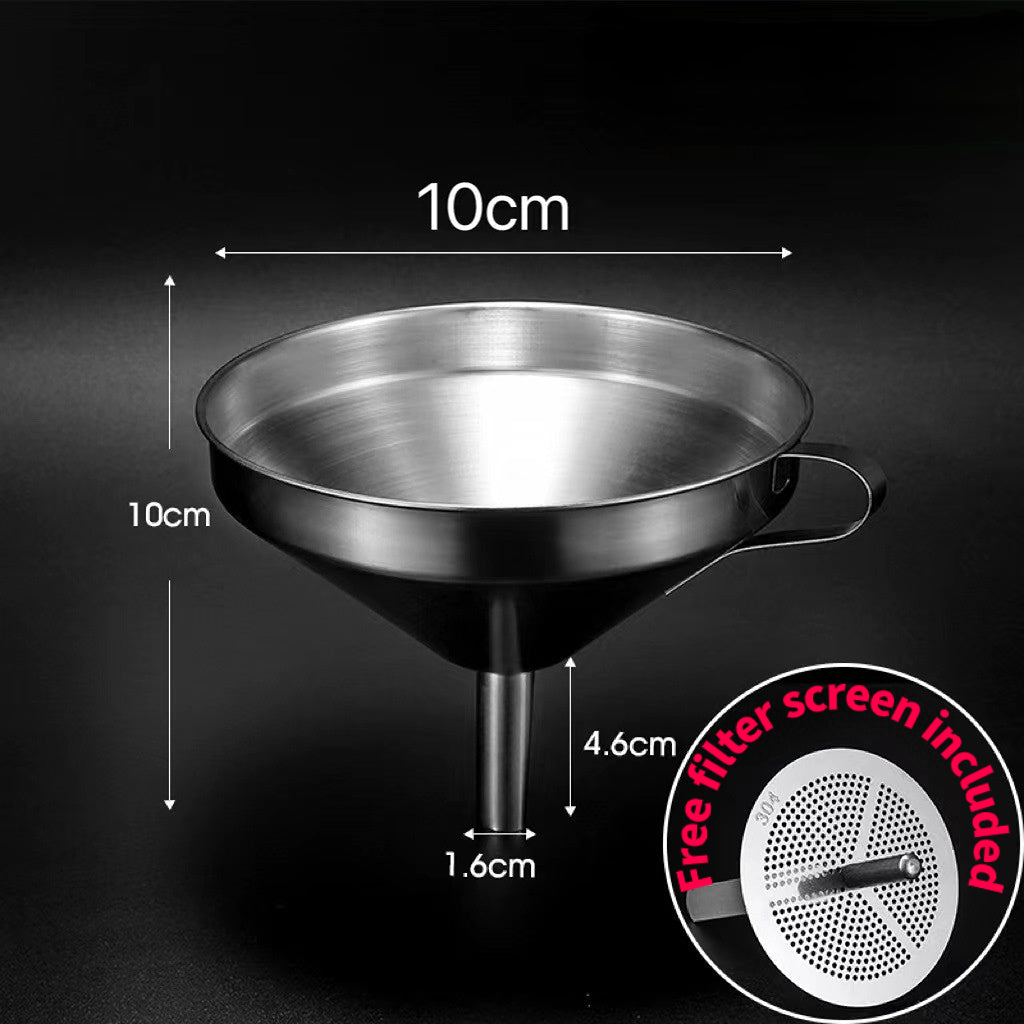 🍳 Heavy-Duty Thickened Stainless Steel Kitchen Funnel with 304 Strainer