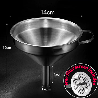 🍳 Heavy-Duty Thickened Stainless Steel Kitchen Funnel with 304 Strainer