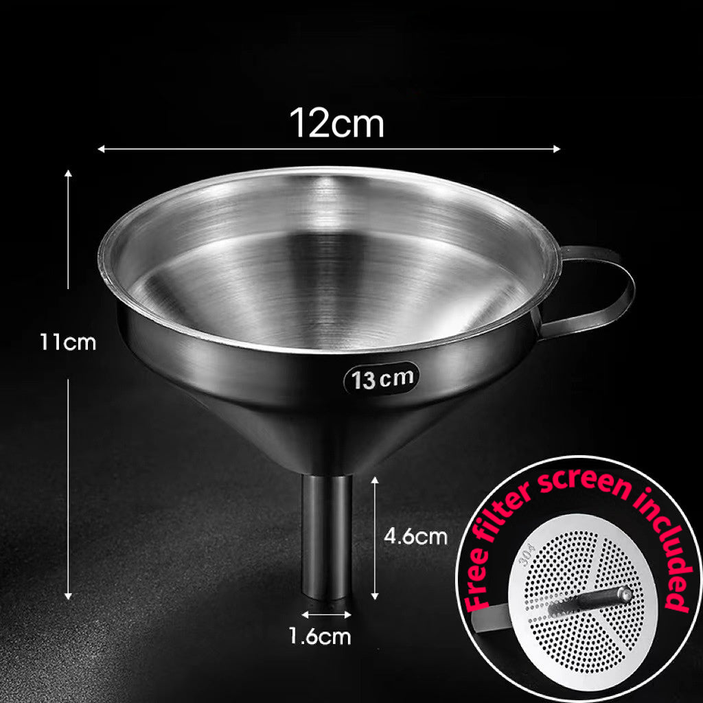 🍳 Heavy-Duty Thickened Stainless Steel Kitchen Funnel with 304 Strainer