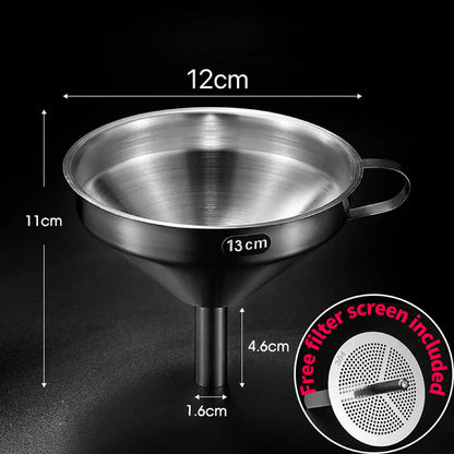 🍳 Heavy-Duty Thickened Stainless Steel Kitchen Funnel with 304 Strainer