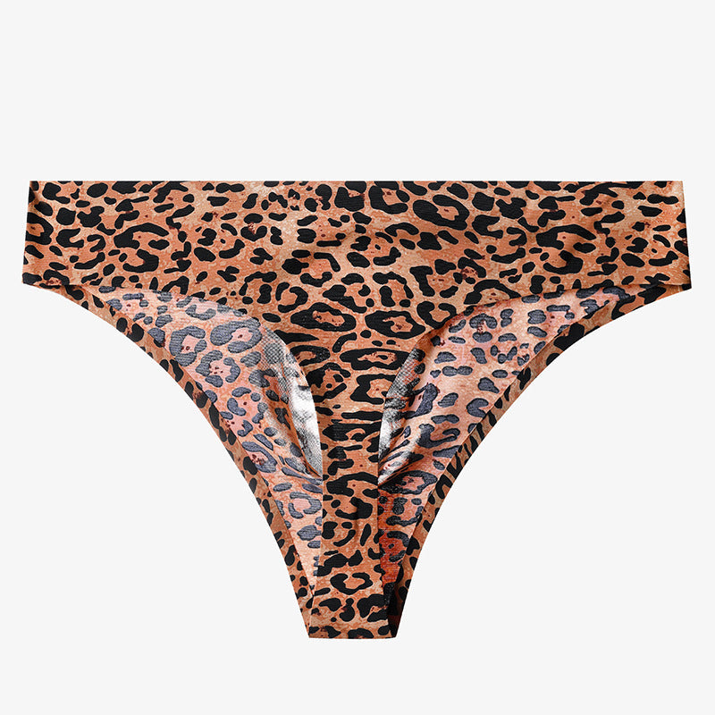Low-rise men's 3D convex leopard print thong