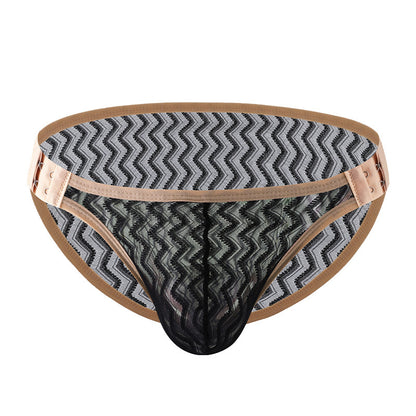 Men's Narrow-Band Quick-Dry Lace Briefs - Adjustable Size, Skin-Friendly, Sexy Low-Rise