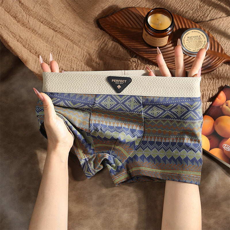 Bohemian style men's boxer briefs, moisture-wicking and stretchy fabric