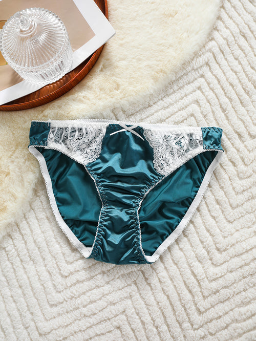 French-style glossy fabric men's underwear with comfortable elastic lace trim