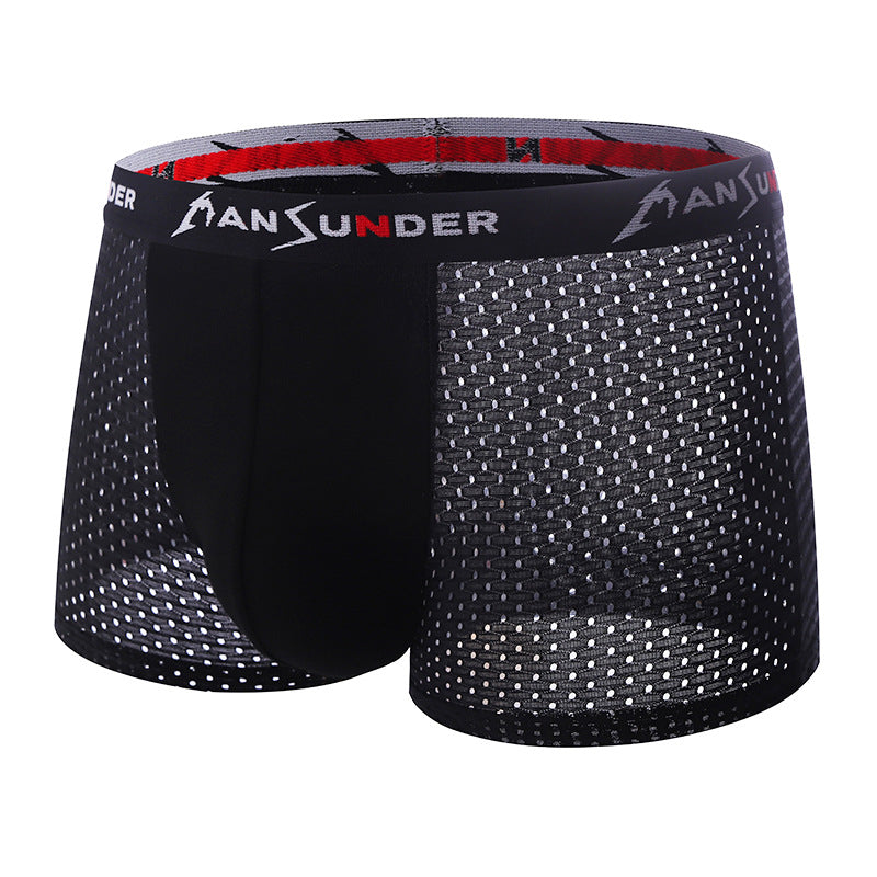 Men's Ice Silk Bamboo Fiber Mesh Boxer Briefs - Breathable, Quick-Drying, Comfortable, Odor-Resistant