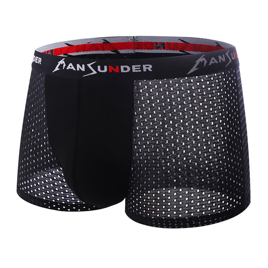Men's Ice Silk Bamboo Fiber Mesh Boxer Briefs - Breathable, Quick-Drying, Comfortable, Odor-Resistant