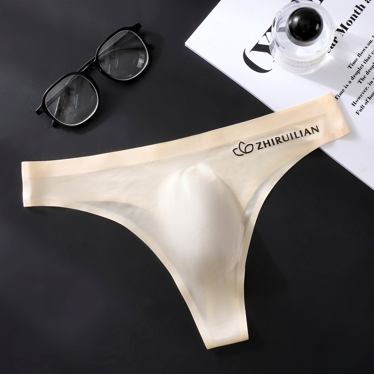 Men's Thong Underwear Breathable Comfort Fabric, Transparent Design