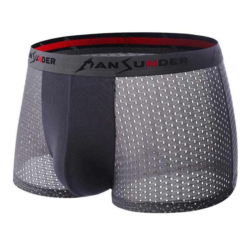 Men's Ice Silk Bamboo Fiber Mesh Boxer Briefs - Breathable, Quick-Drying, Comfortable, Odor-Resistant