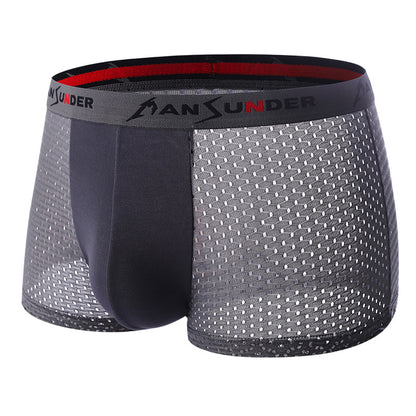 Men's Ice Silk Bamboo Fiber Mesh Boxer Briefs - Breathable, Quick-Drying, Comfortable, Odor-Resistant