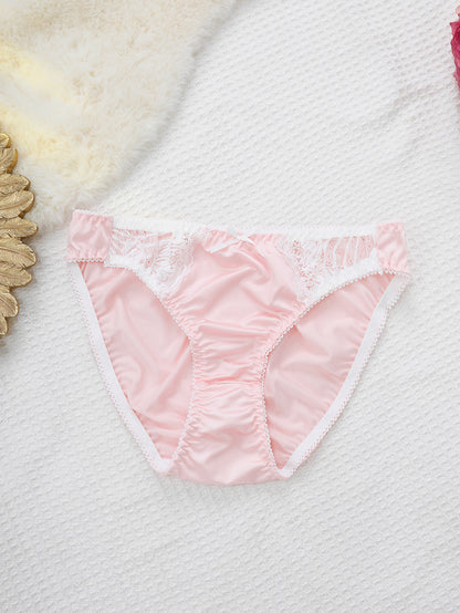 French-style glossy fabric men's underwear with comfortable elastic lace trim