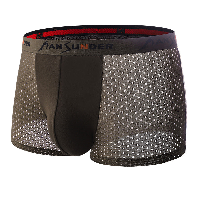Men's Ice Silk Bamboo Fiber Mesh Boxer Briefs - Breathable, Quick-Drying, Comfortable, Odor-Resistant