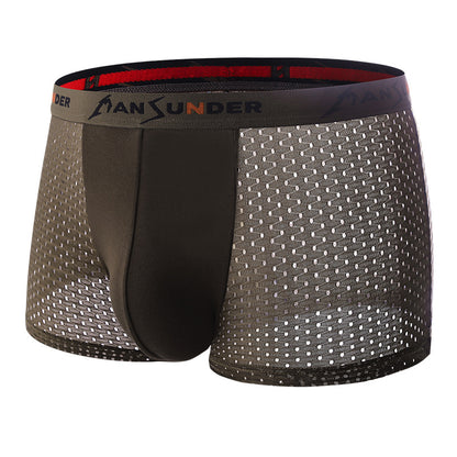 Men's Ice Silk Bamboo Fiber Mesh Boxer Briefs - Breathable, Quick-Drying, Comfortable, Odor-Resistant