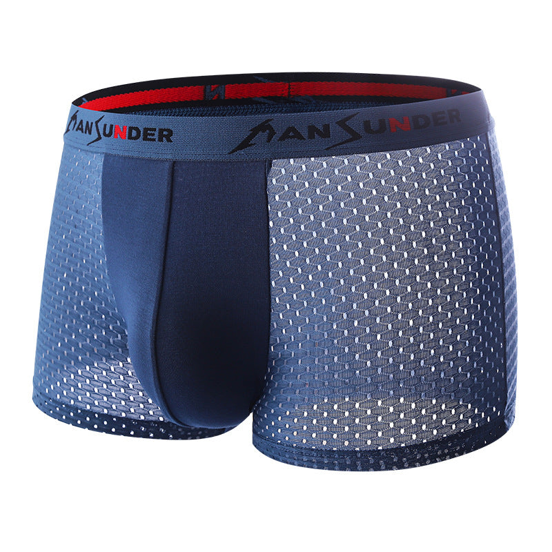 Men's Ice Silk Bamboo Fiber Mesh Boxer Briefs - Breathable, Quick-Drying, Comfortable, Odor-Resistant