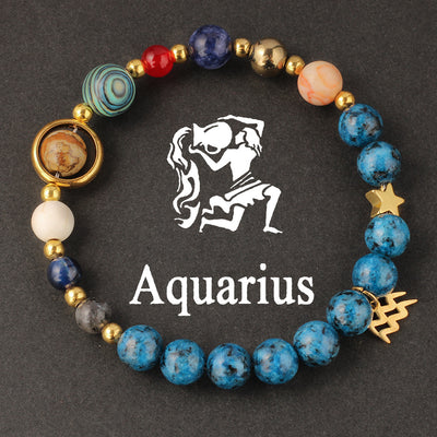 Zodiac Beaded Artificial Crystal Bracelet for Men & Women, Fashion Jewelry Gift Idea