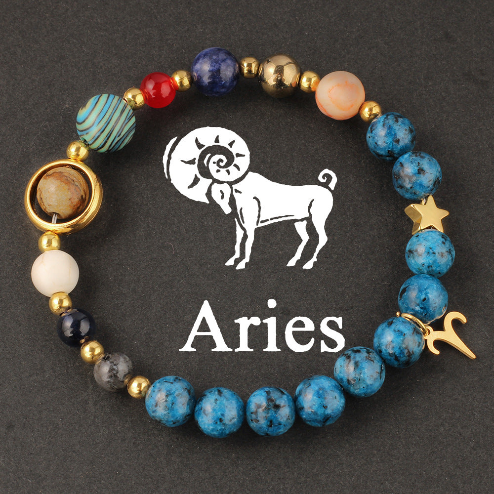 Zodiac Beaded Artificial Crystal Bracelet for Men & Women, Fashion Jewelry Gift Idea