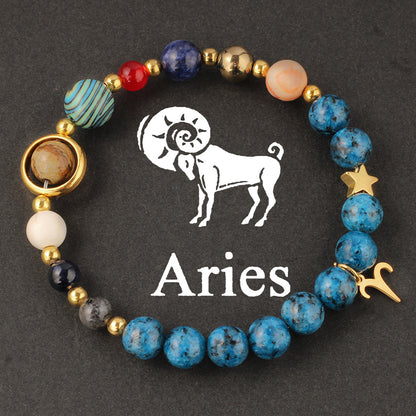Zodiac Beaded Artificial Crystal Bracelet for Men & Women, Fashion Jewelry Gift Idea