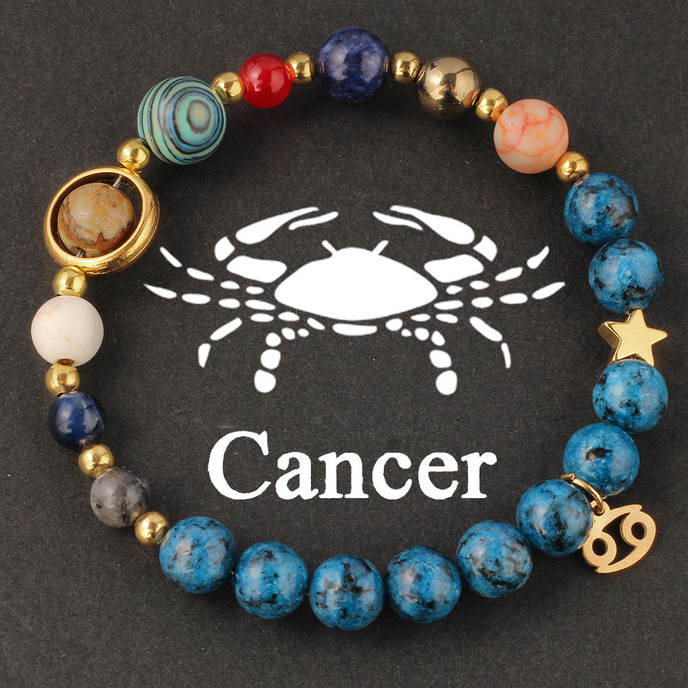 Zodiac Beaded Artificial Crystal Bracelet for Men & Women, Fashion Jewelry Gift Idea