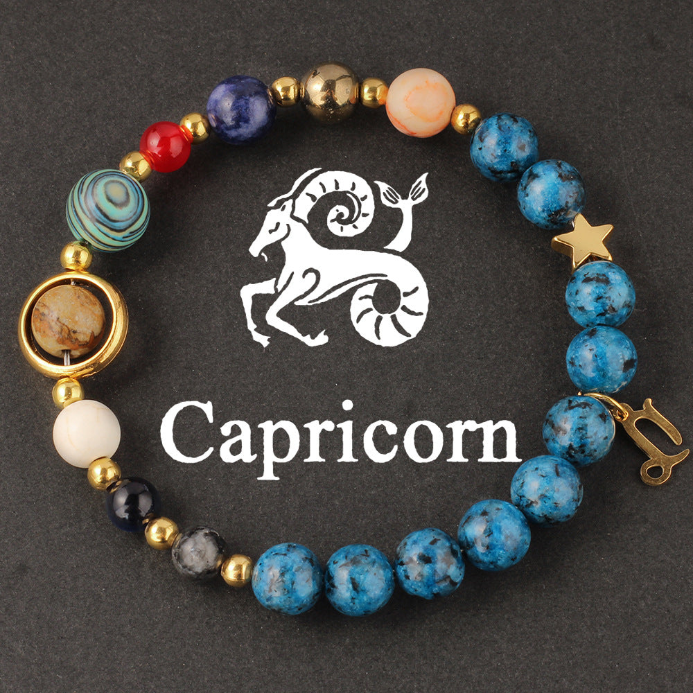 Zodiac Beaded Artificial Crystal Bracelet for Men & Women, Fashion Jewelry Gift Idea