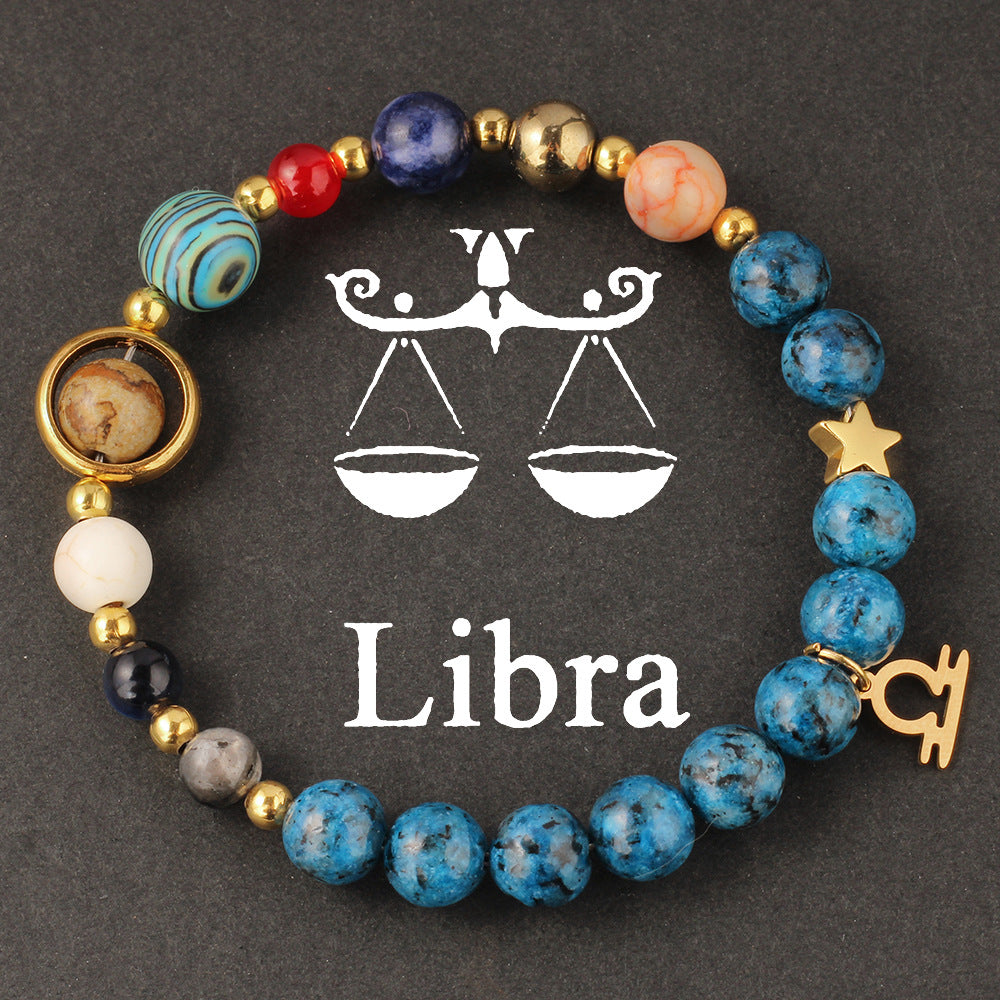 Zodiac Beaded Artificial Crystal Bracelet for Men & Women, Fashion Jewelry Gift Idea