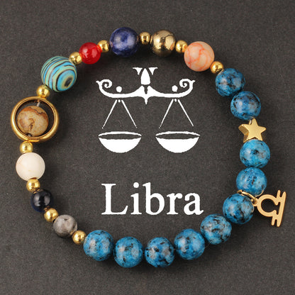 Zodiac Beaded Artificial Crystal Bracelet for Men & Women, Fashion Jewelry Gift Idea