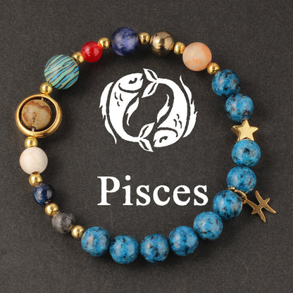 Zodiac Beaded Artificial Crystal Bracelet for Men & Women, Fashion Jewelry Gift Idea
