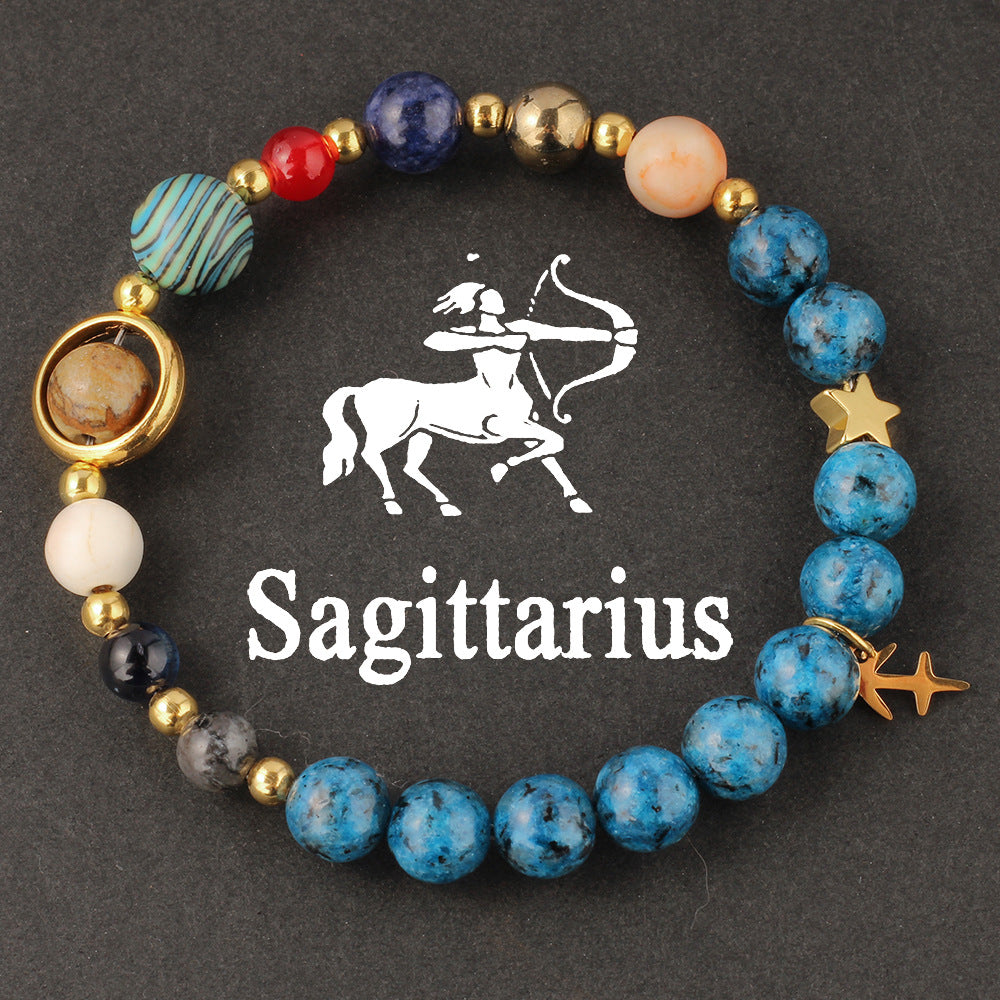 Zodiac Beaded Artificial Crystal Bracelet for Men & Women, Fashion Jewelry Gift Idea
