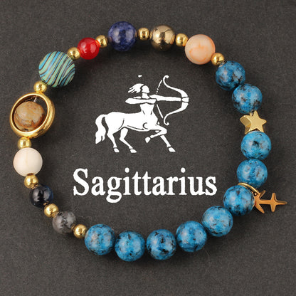 Zodiac Beaded Artificial Crystal Bracelet for Men & Women, Fashion Jewelry Gift Idea