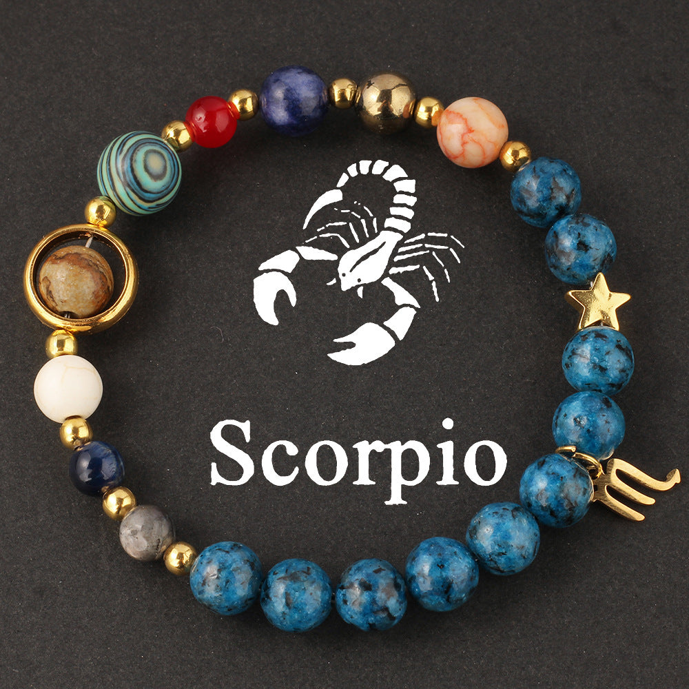Zodiac Beaded Artificial Crystal Bracelet for Men & Women, Fashion Jewelry Gift Idea