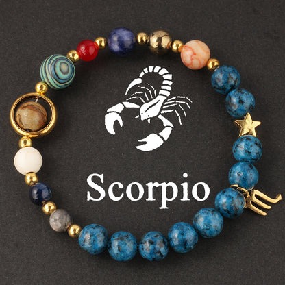 Zodiac Beaded Artificial Crystal Bracelet for Men & Women, Fashion Jewelry Gift Idea