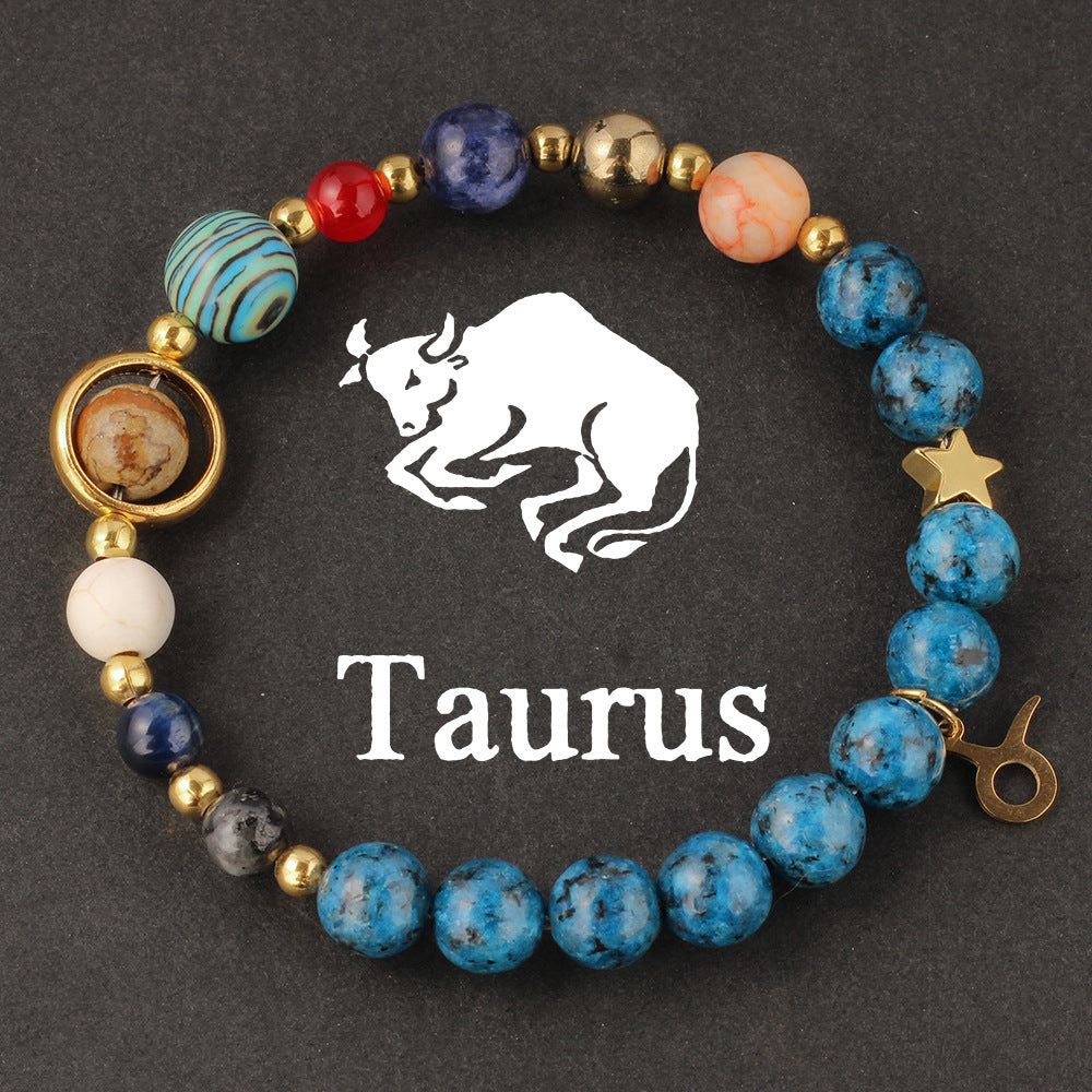 Zodiac Beaded Artificial Crystal Bracelet for Men & Women, Fashion Jewelry Gift Idea