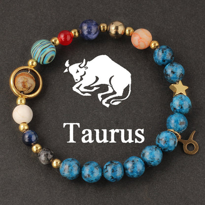 Zodiac Beaded Artificial Crystal Bracelet for Men & Women, Fashion Jewelry Gift Idea