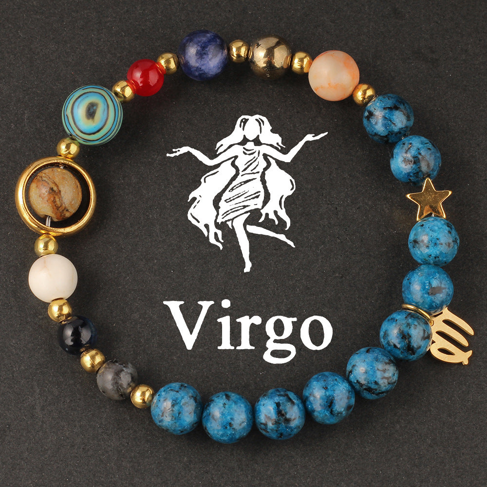 Zodiac Beaded Artificial Crystal Bracelet for Men & Women, Fashion Jewelry Gift Idea