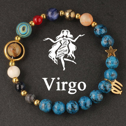 Zodiac Beaded Artificial Crystal Bracelet for Men & Women, Fashion Jewelry Gift Idea