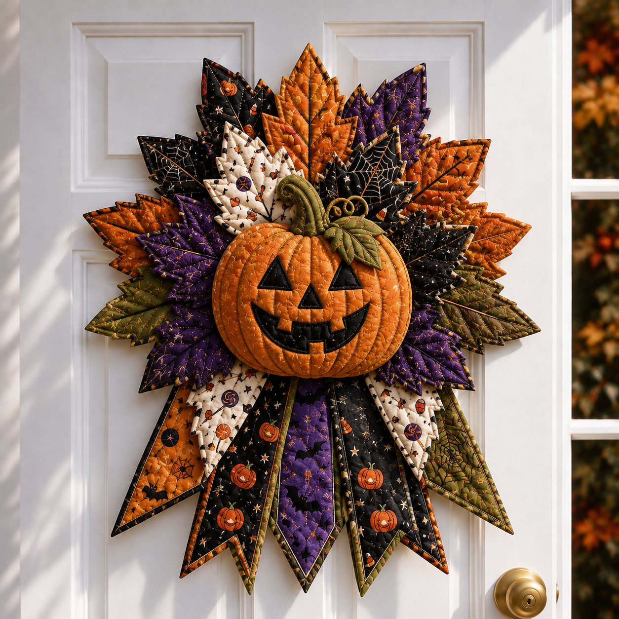 💥 LAST DAY 49% OFF - DIY Quilted Halloween Pumpkin Door Hanger Kit (✨Beginner-Friendly)