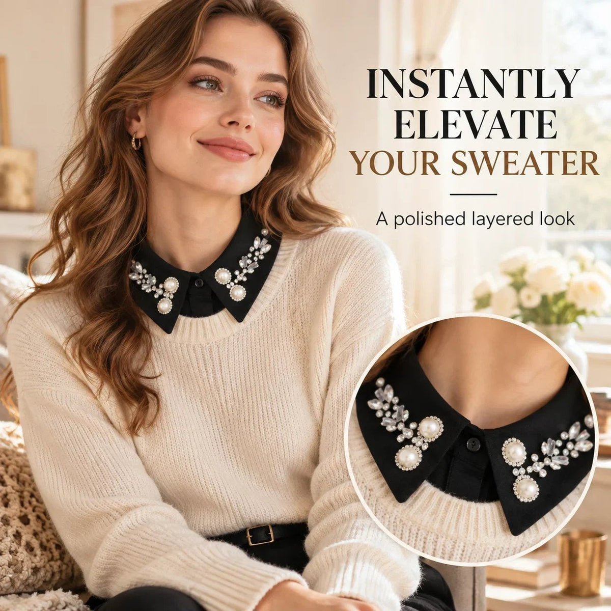 ✨Add Instant Elegance with This Jeweled Detachable Collar 💎