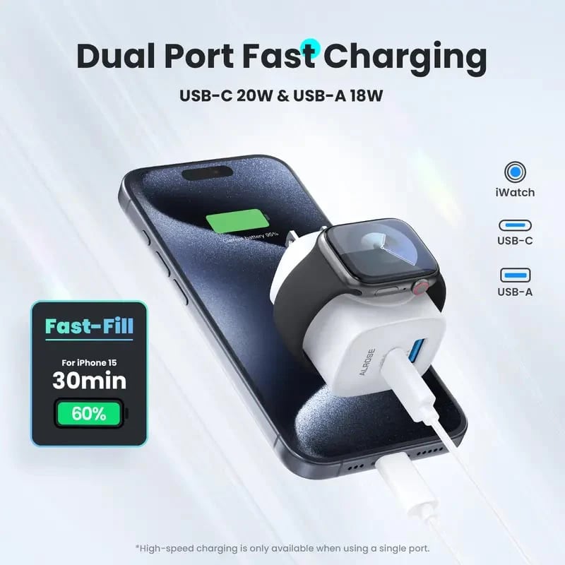 3-in-1 Magnetic Wireless Cordless PD USB-C Wall Charger Block