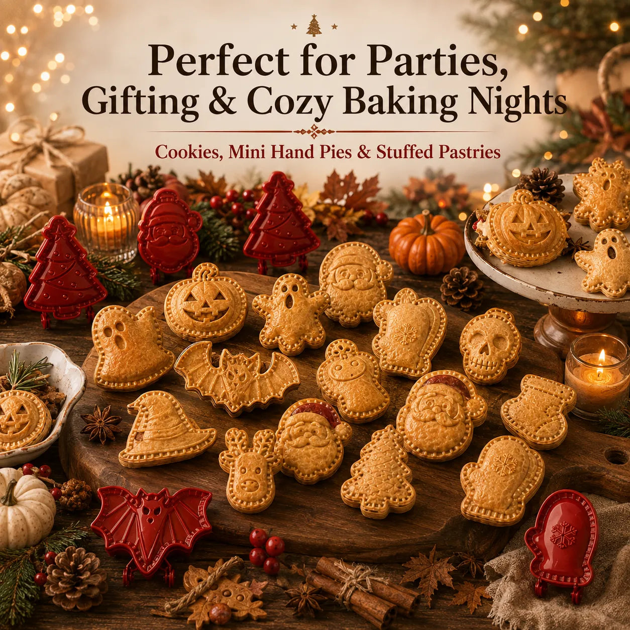 🎃🎄8 Festive Designs • Easy Hand-Press Molds • Perfect for Cookies, Mini Pies & Stuffed Pastries 🥧 Press, Fill & Bake Your Way Through the Holidays 😋