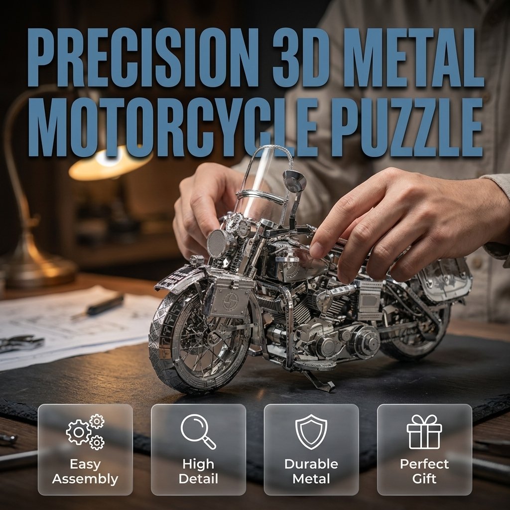 🔥Last Day 49% OFF - 🏍️🧩 Silver Motorcycle 3D Metal Assembly Puzzle