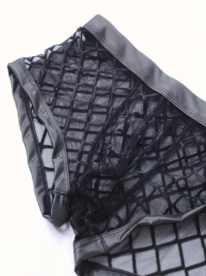 DIANCHEN Men's Boxer Briefs - Mesh Diamond Pattern Men's Underwear