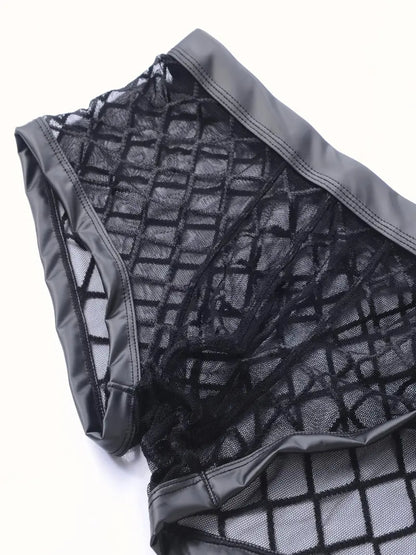 DIANCHEN Men's Boxer Briefs - Mesh Diamond Pattern Men's Underwear